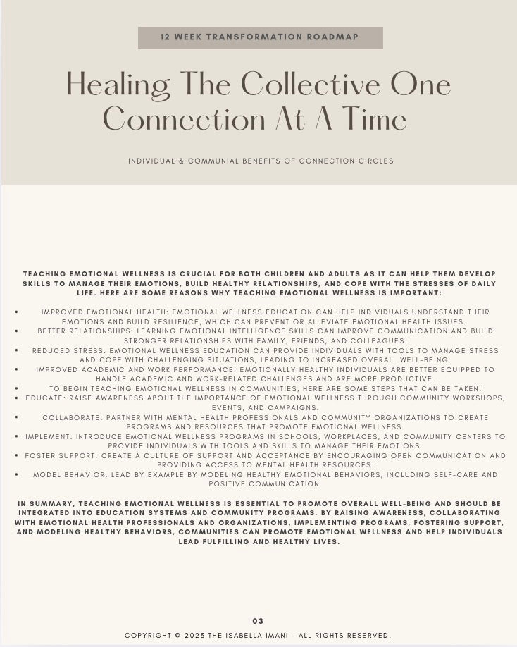 Isabella Imani’s Connection Circle 12 Week Program