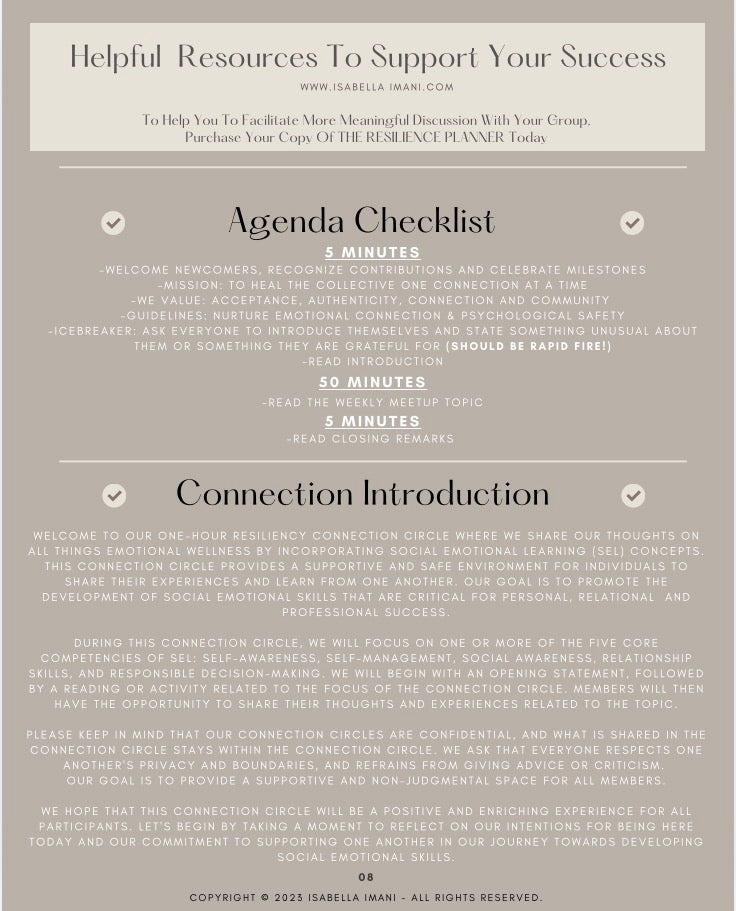 Isabella Imani’s Connection Circle 12 Week Program